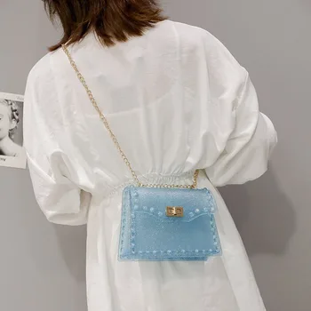 

Rivet Women Messenger Bags Luxury Handbags Women Crossbody Bags Designer PVC Jelly Bag Fashion Shoulder Bag Females Handbag