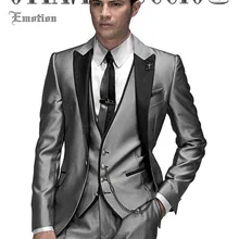 Мужской s блейзер с брюками серый арабский Свадебный костюм фрак жениха тонкий homme костюм свидетеля куртка+ брюки+ галстук+ жилет