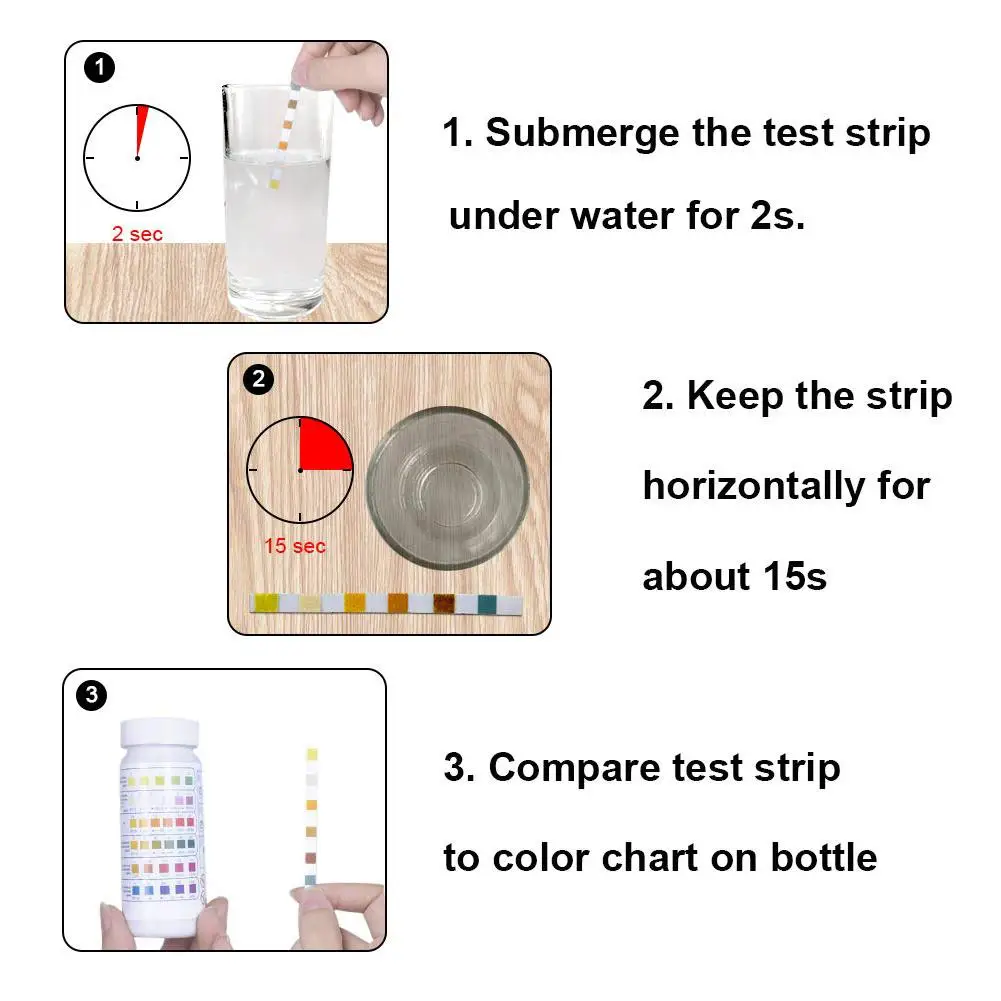 104PCS 6 In1 Swimming Pool PH Test Paper Residual Chlorine Value Alkalinity Hardness Test Strip PH Tester Pool Cleaner Access