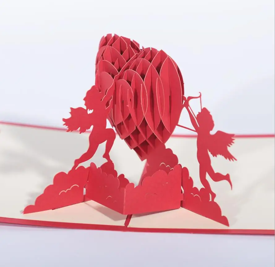  10pcs Cupid Angel Heart 3D Pop UP Greeting Cards Invitation card For Wedding Christmas Birthday Bab - 32823292667