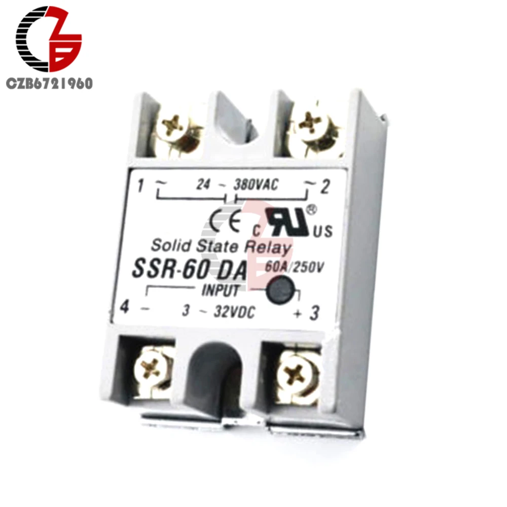

DC-AC Solid State Relay SSR-60DA 60A 3-32V DC to AC 24-380V SSR Relay Switch