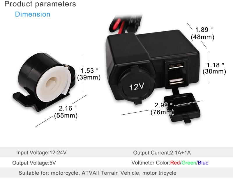 Зарядное устройство для мотоцикла с двумя usb-портами, водонепроницаемое зарядное устройство для мотоцикла с usb-портами, зарядное устройство для мобильного телефона для iphone