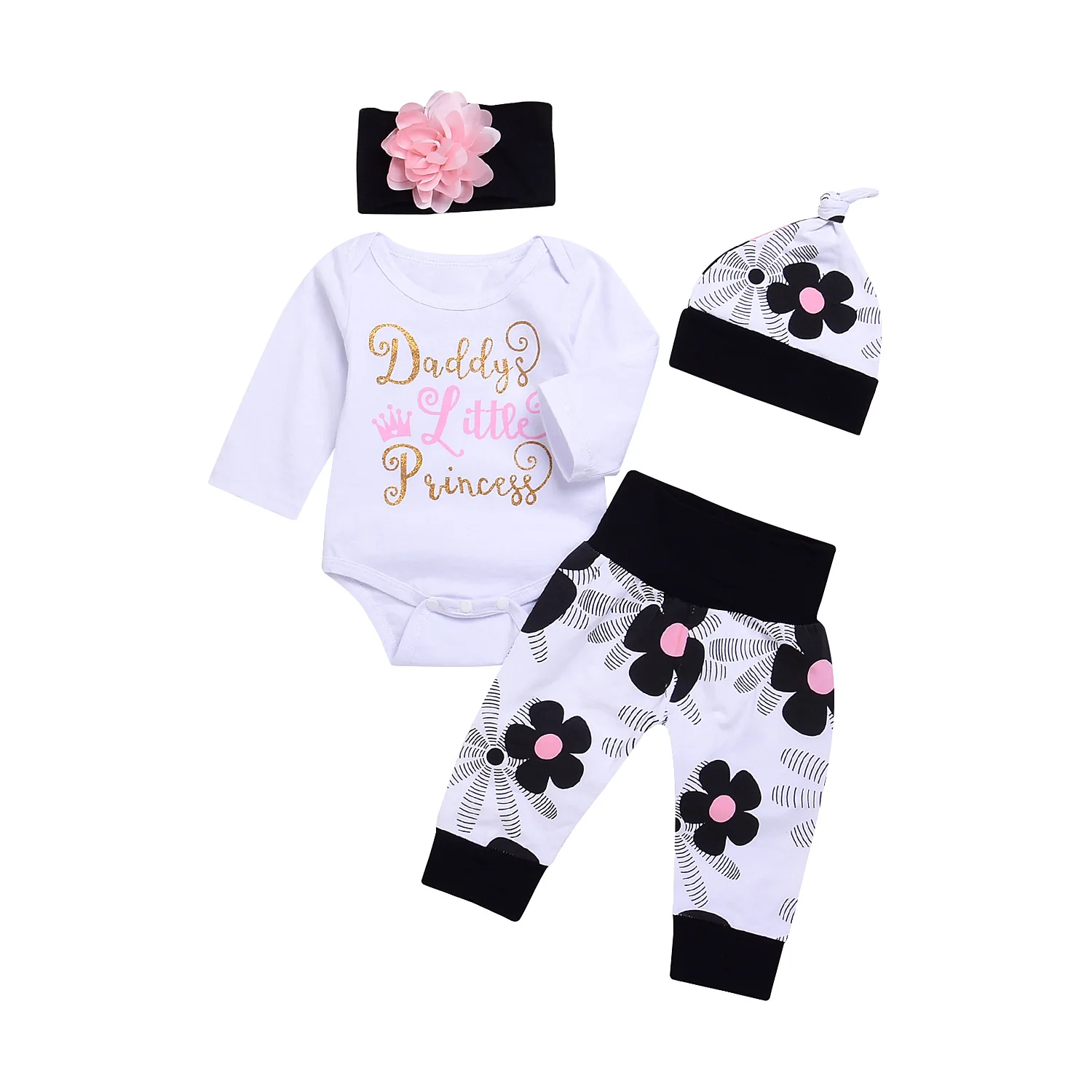 Toddler Infant Baby Girls Letter Floral Print Romper Jumpsuit Pants Outfits Set roupa Newborn roupas infantis menina | Детская одежда и