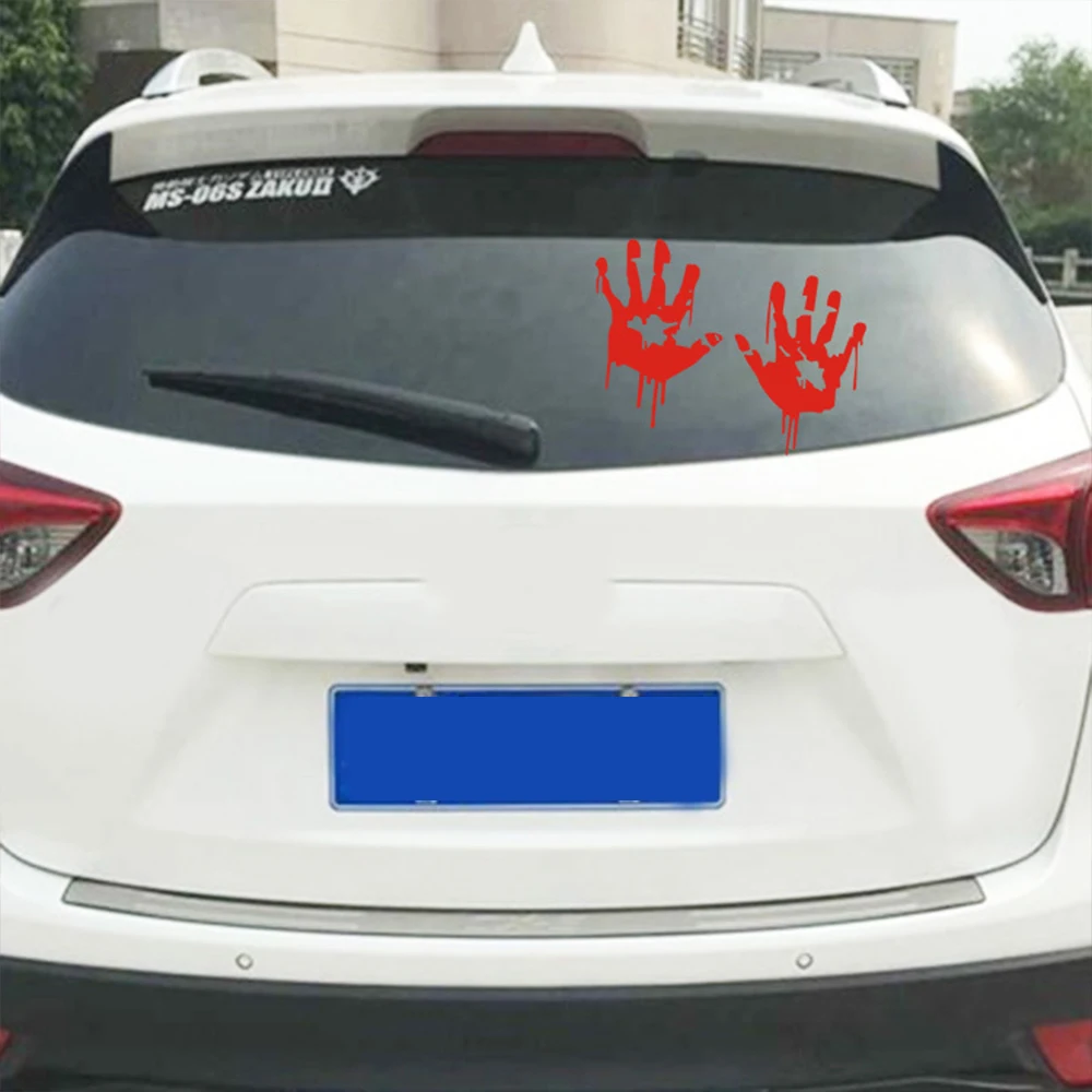 

Bloody Zombie Hand Print Sticker Walking Dead Halloween Red Outbreak Funny Car Truck Window Bumper JDM Vinyl Decal * 2