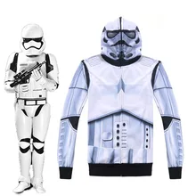 New Star Wars: The Force Awakens Cosplay Stormtrooper Coat Men/Women Causal Cool Zipper Jackets Monsters Hoodies USA SIZE White