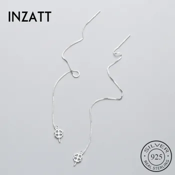 

INZATT Romantic Real 925 Sterling Silver Tassel Clover Dangle Drop Earrings Fashion Ear Line Bijoux For Women Jewelry Gifts
