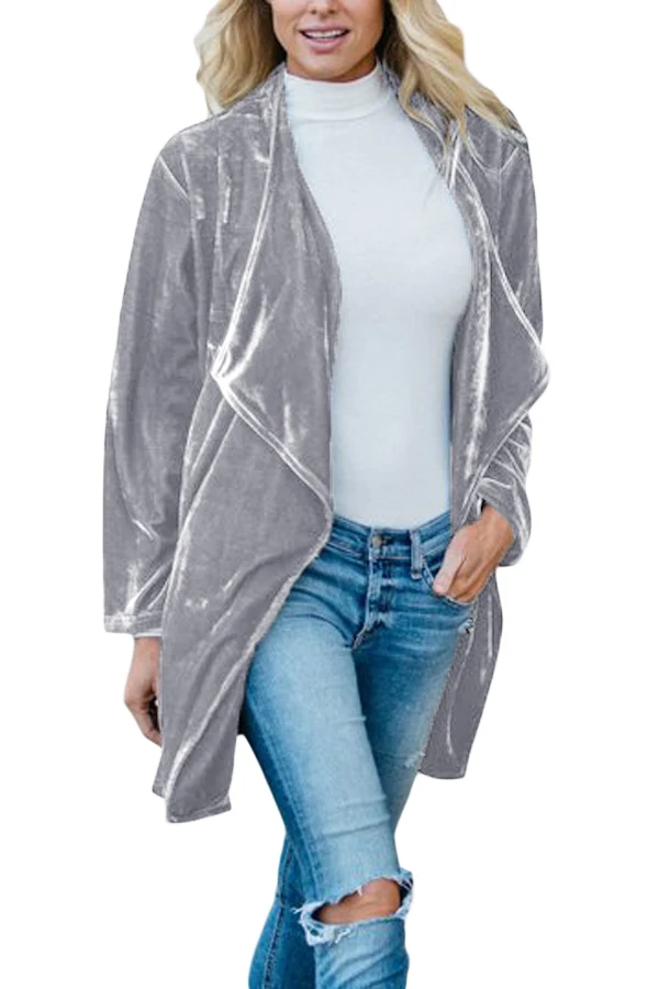 Gray-Draped-Open-Front-Velvet-Jacket-LC85253-11-2
