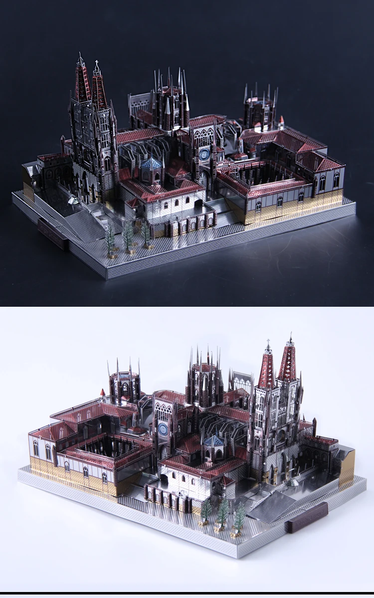 Microworld 3D DIY меаллическая сборка Burgos модель собора J046 Развивающий Пазл лазерная резка подарки игрушки для детей