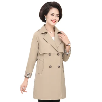 

2019 Spring Autumn Fashion Large Size 5XL Windbreaker Jacket Women's Thin Slim Windbreaker Women Casual Top Double-breasted Coat