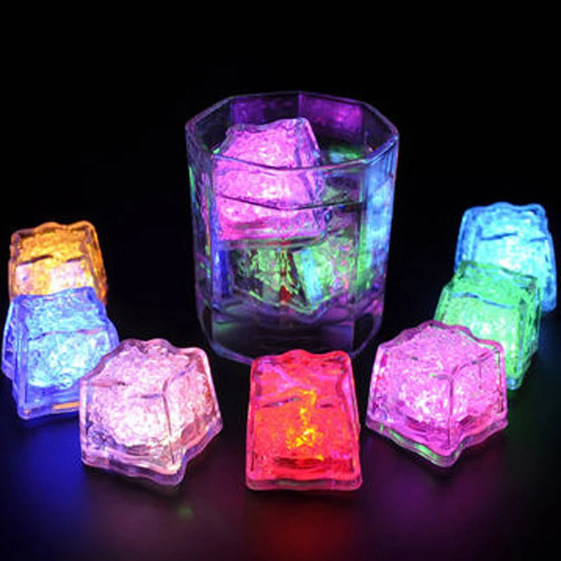 

60pcs/lot Party Supplies LED Luminous Flashing Light Ice Button Switch Control Multi-Color Light Changes LED Ice Cubes