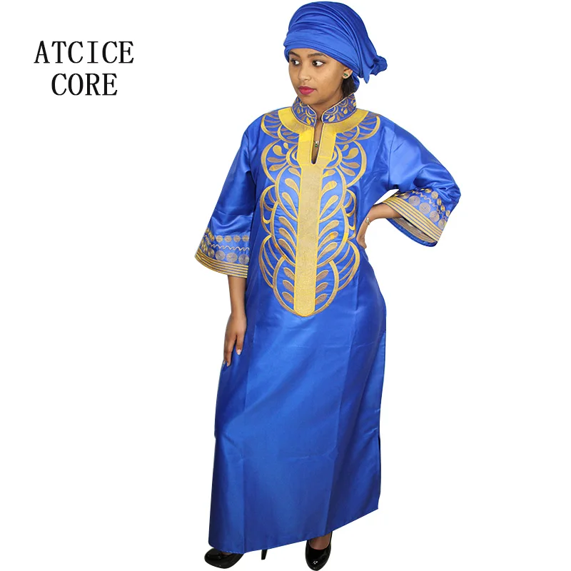african fashion style African New Bazin Embroidery Dresses Long Dress Without  Scarf Soft Material LA066 african couple outfits