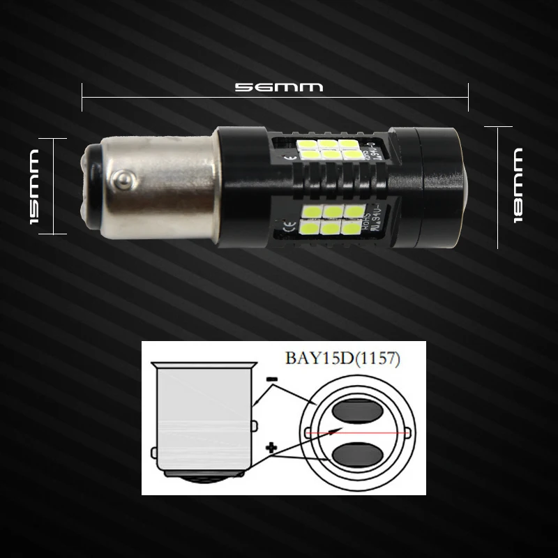 2 шт. автомобильные светодиодсветильник лампы BAY15D 1157 P21/5W 21 SMD 3030 12 В 24 В|Сигнальная