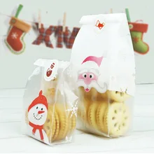 50 шт./упак. пластиковый пакет печенья Рождество Санта Клаус и снеговик подарочная упаковка «сделай сам» пакеты конфеты пластиковые для печенья, продуктов питания пакет