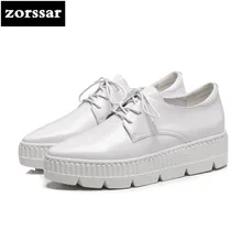 {Zorssar}/ г. Новая модная женская обувь из натуральной кожи на плоской платформе повседневная обувь на плоской подошве с острым носком женские кроссовки