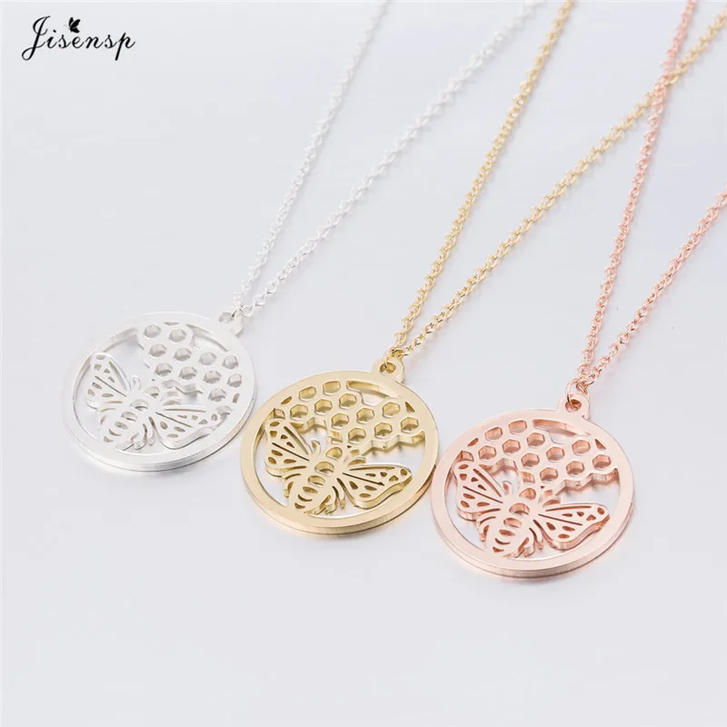 Honeycomb Bee  Necklace,circle Hive Bee Necklaces Animal Jewelry