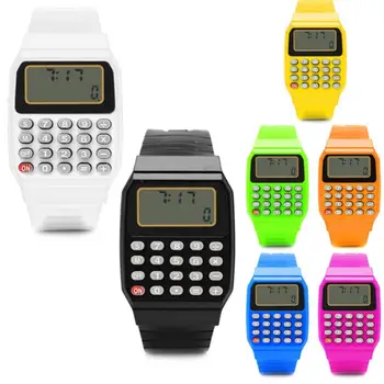 

Unsex Silicone Watches Multi-Purpose Date Time Electronic Calculator Wrist Watch Colorful Children Cartton Watch Free Shipping