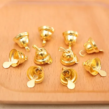 

Behogar 100PCS 11mm Xmas Mini Gold Jingle Bells Ornaments Decorations for Christmas Tree Decorative Flag Craft Accessories Decor