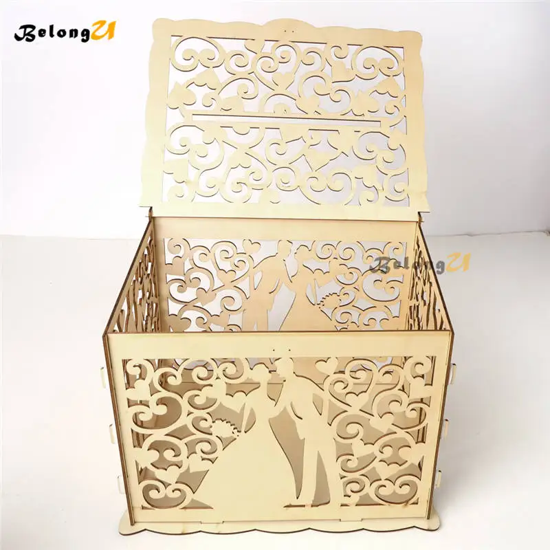 DIY свадебный деревянный ящик для денег с замком вечеринки декор Keepsake коробка