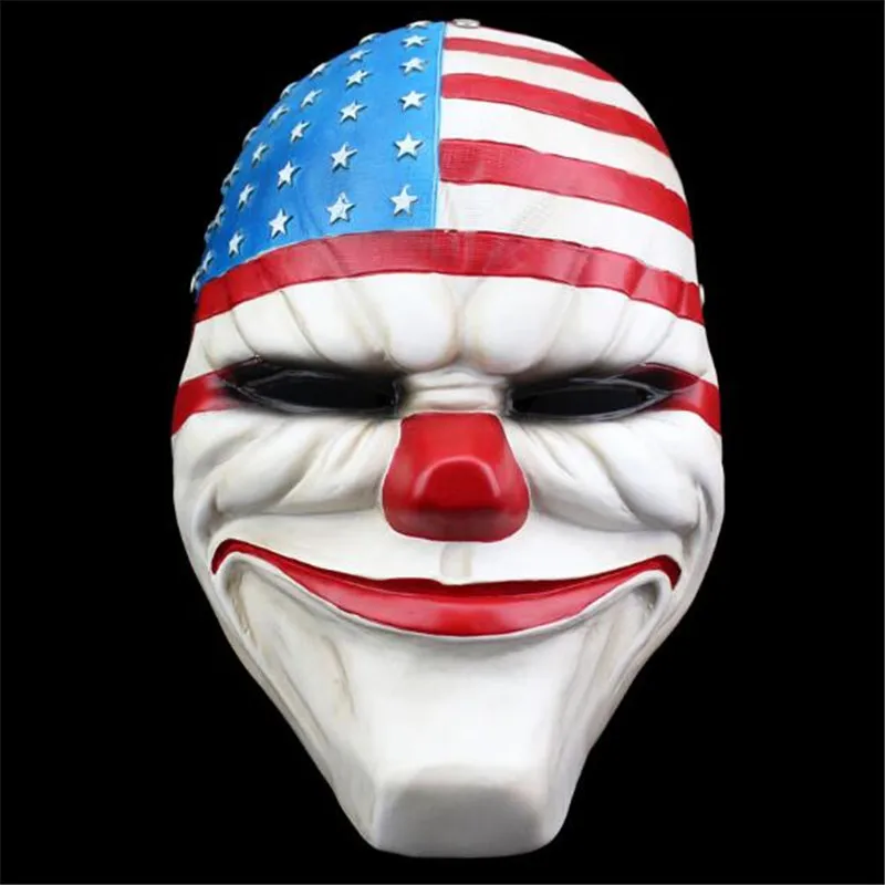 Payday 2 Даллас Флаг США Клоун Маска Хэллоуин маскарад Вечерние карнавальные маски из смолы Американский национальный Забавный день оплаты для взрослых