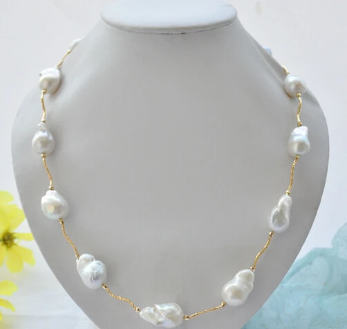 

FREE SHIPPING>>>@@ AS3908 20mm WHITE baroque KESHI REBORN PEARL necklace