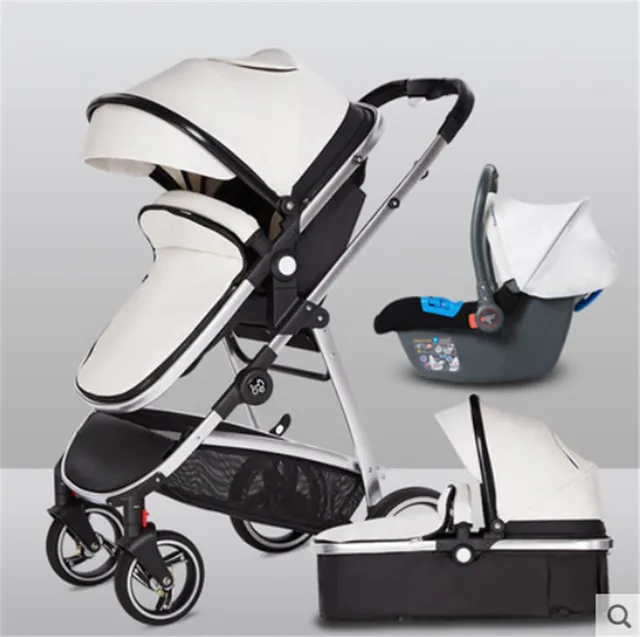 $US $178.64  Baby Stroller Leather Baby Pram 3 In 1 With Car seat For Newborn Baby 0- 3 Years Carriages
