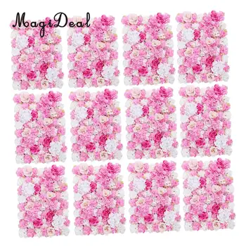 

MagiDeal 12pcs Artificial Flower Wall Panels Wedding Venue Decor 60 x 40cm