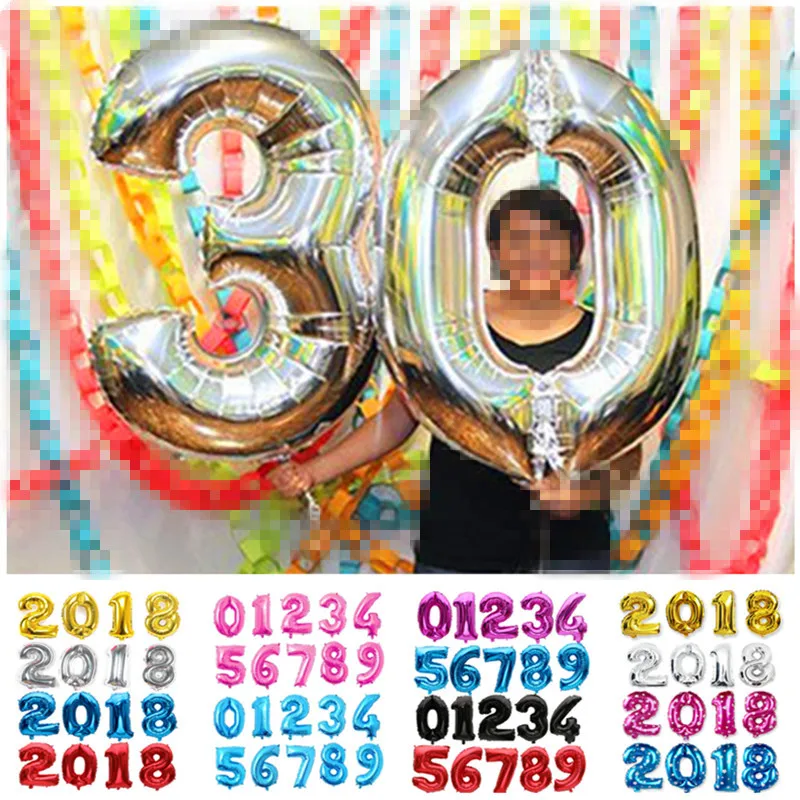 

32 40 inch Black Rose Red Number Balloons 0-9 Digit Helium Foil Balloons For Wedding Party Birthday Decorations Air Balls Toys