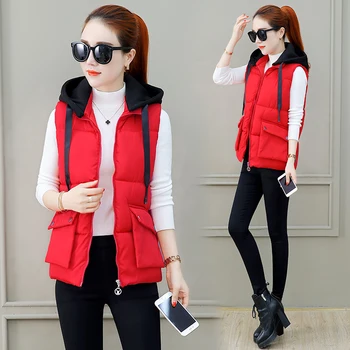 

Fashion Women Vest Casual Short Silm Cotton Down Waistcoat Jacket Female Thick Warm Sleeveless Vest Plus SizeM-XXL