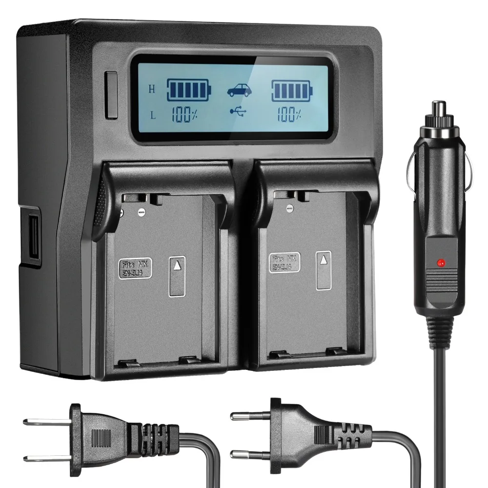 

Neewer Dual LCD Battery Charger for Nikon EN-EL14 Batteries For Nikon D5300 D5200 D5100 D3100 D3200 D3300 P7100 P7000 P7700 DSLR