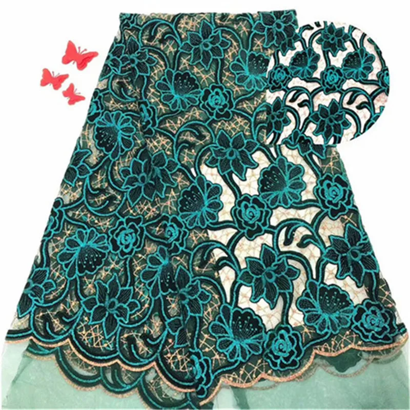 

Nigerian Velvet Lace Embroidery 3D Flowers Lace Fabric High Quality African Tulle Mesh Lace Fabrics for Women Wedding