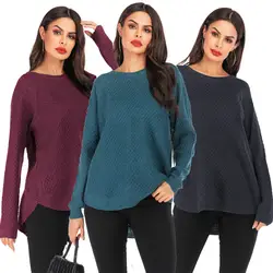 Женские вязаные свитера большого размера, свободные блузки для осени и зимы, пуловеры 2019