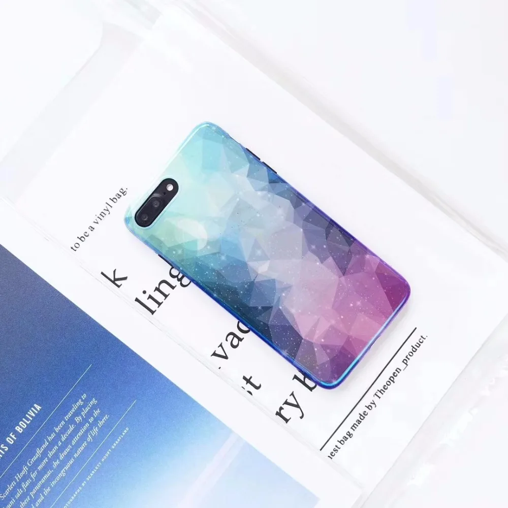 Zmasi градиент Цвет Геометрия телефона чехол для iPhone X 7 8 плюс мягкий Blue-Ray телефон