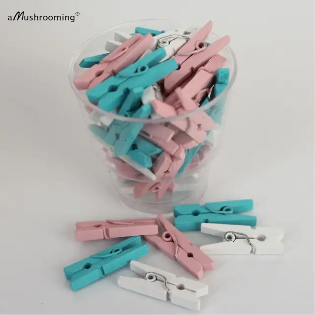 25 Cute Mini Royal Blue Clothes Pins 1" Clothespins Chic Wedding Baby