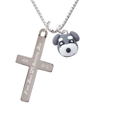 Fimo Clay Puppy Dog - Everlasting Love - Cross Necklace (1)