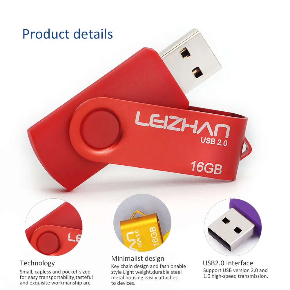 Флеш накопитель LEIZHAN Mini USB флеш 64 ГБ 32 16 8 4 Гб OTG адаптер Micro usbc преобразователь