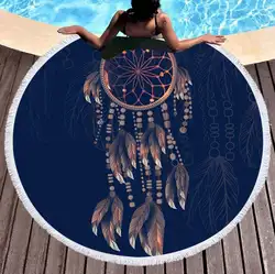 GRIDILANGO круглый пляжное полотенце с бахромой богемное Ловец снов перьевой микрофибры полотенце для взрослых для плавания Пикник йога коврик