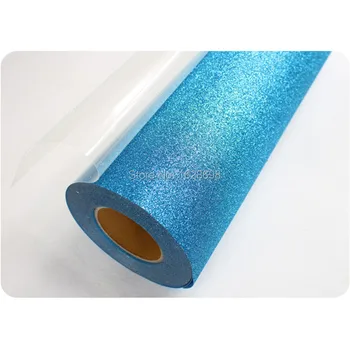 

CDG-09 Aqua color Excellent Korea quality glitter heat transfer vinyl for clothing for 1 whole roll