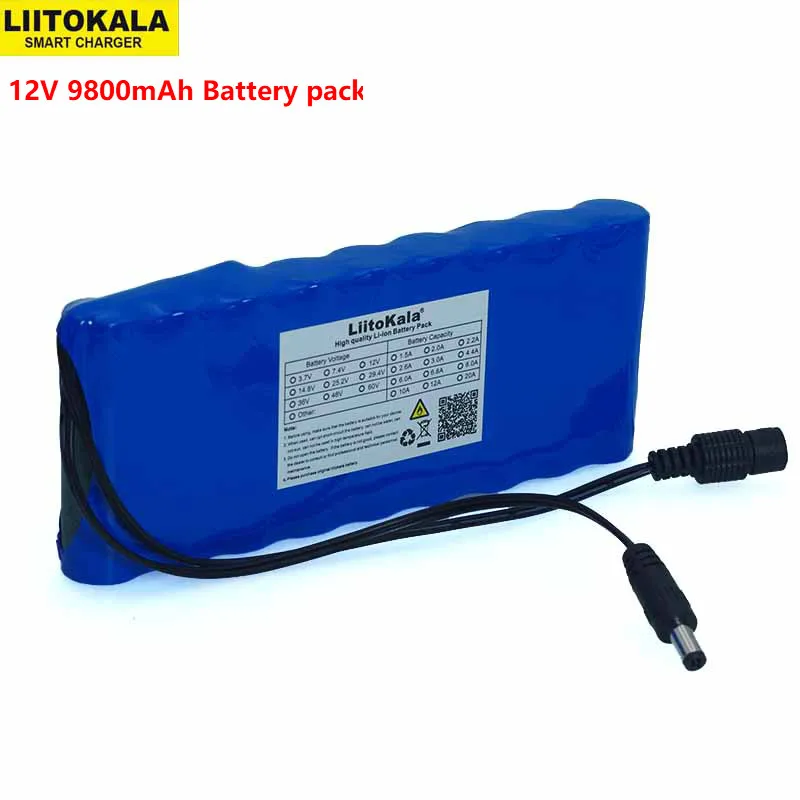 Liitokala 12 v 9.8Ah 9800mAh 18650 аккумуляторная батарея 12,6 V Защитная плата CCTV монитор батарея резервного питания