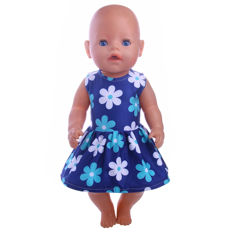 ZWSISU синий платье с принтом для девочек 18 дюймов American Girl Doll 43 см Zapf куклы baby born
