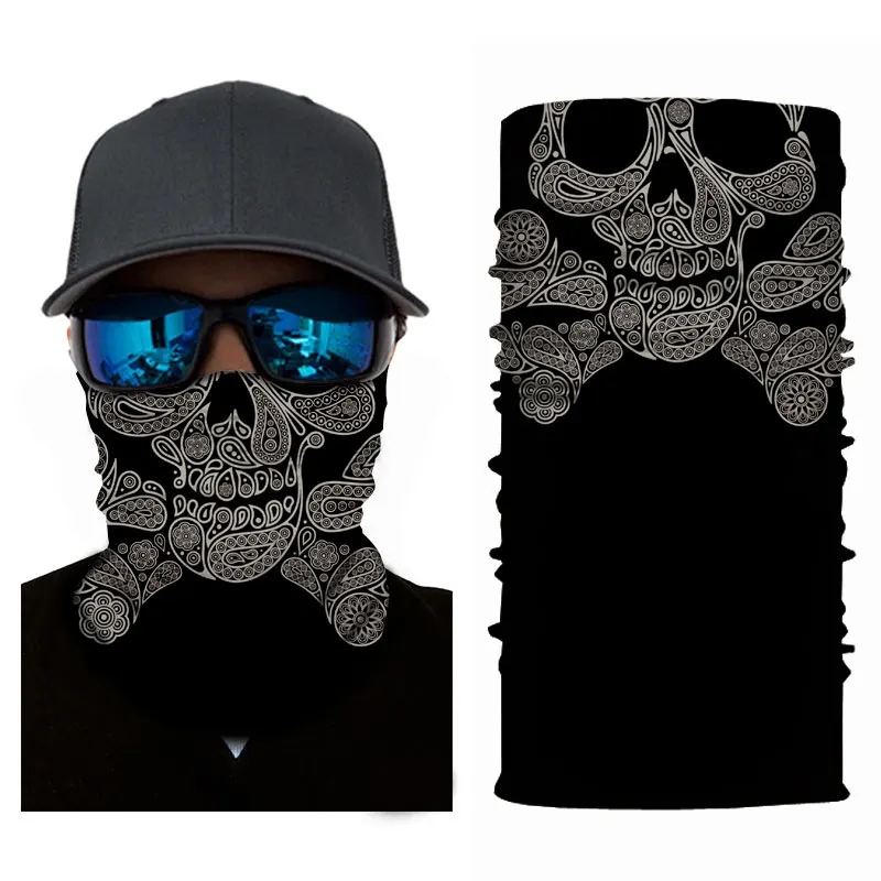 Nuoxintr Magic Head Face Mask Seamlessly Skull Halloween Scarf Mask Windproof Biker Motorcycle Scarf Outdoor Bandana Headband