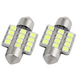 Uxcell 2 х Белый 31 мм 12SMD купола фестона Карта Интерьер светодио дный свет лампы DE3175 3022 3021