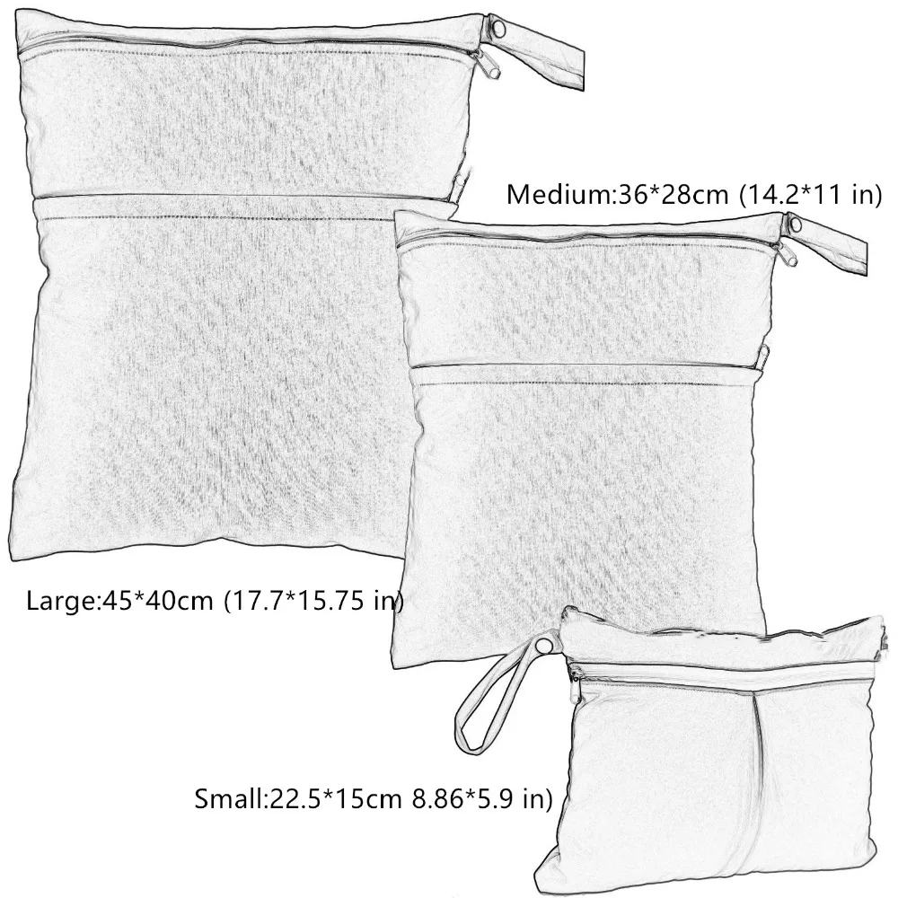 INSULAR 3 шт. в упаковке влагонепроницаемый рюкзак многоразовая сумка для подгузников для тканевых подгузников сумка-Органайзер для коляски Водонепроницаемая на молнии S/M/L