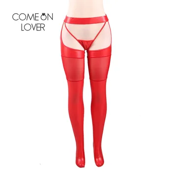 Patchwork Faux Leather Stockings 4