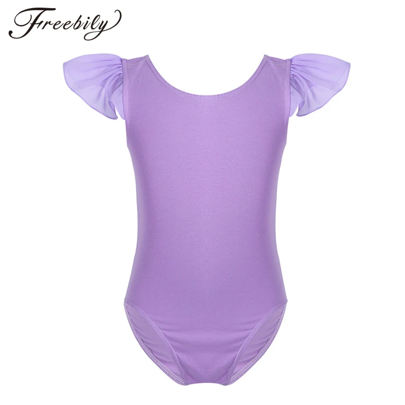 Children's Ballet Dancewear Ruffled Sleeves Cotton Dance Leotard for Girls Kids Gymnastics Bodysuit Stage Performance | Тематическая