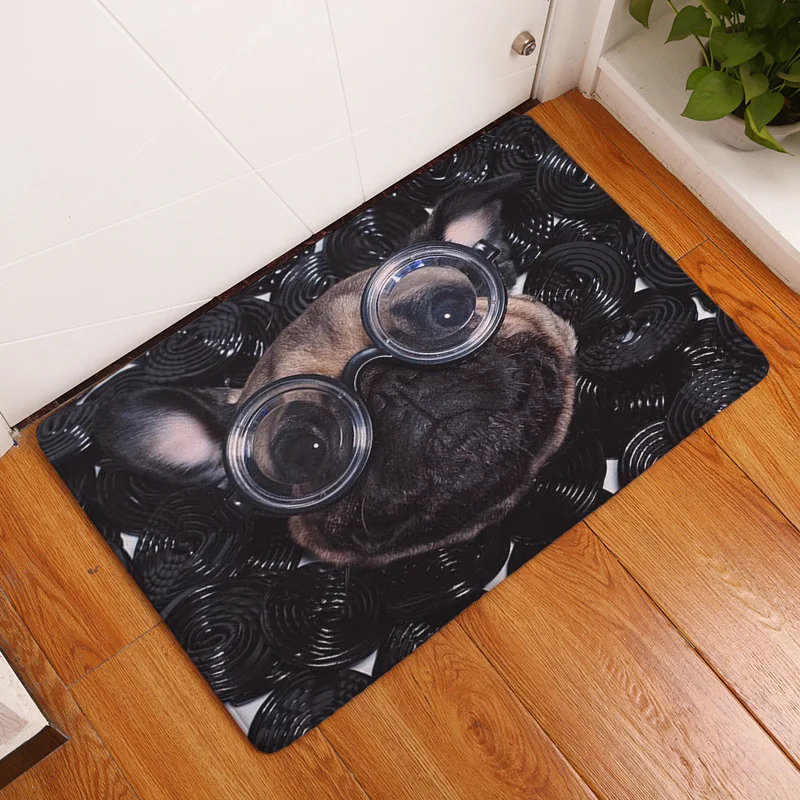  New Pug Dog Printing Carpet Doormats Anti-slip Floor Mat For Babies Animal Pug Front Door Mat Rug 4
