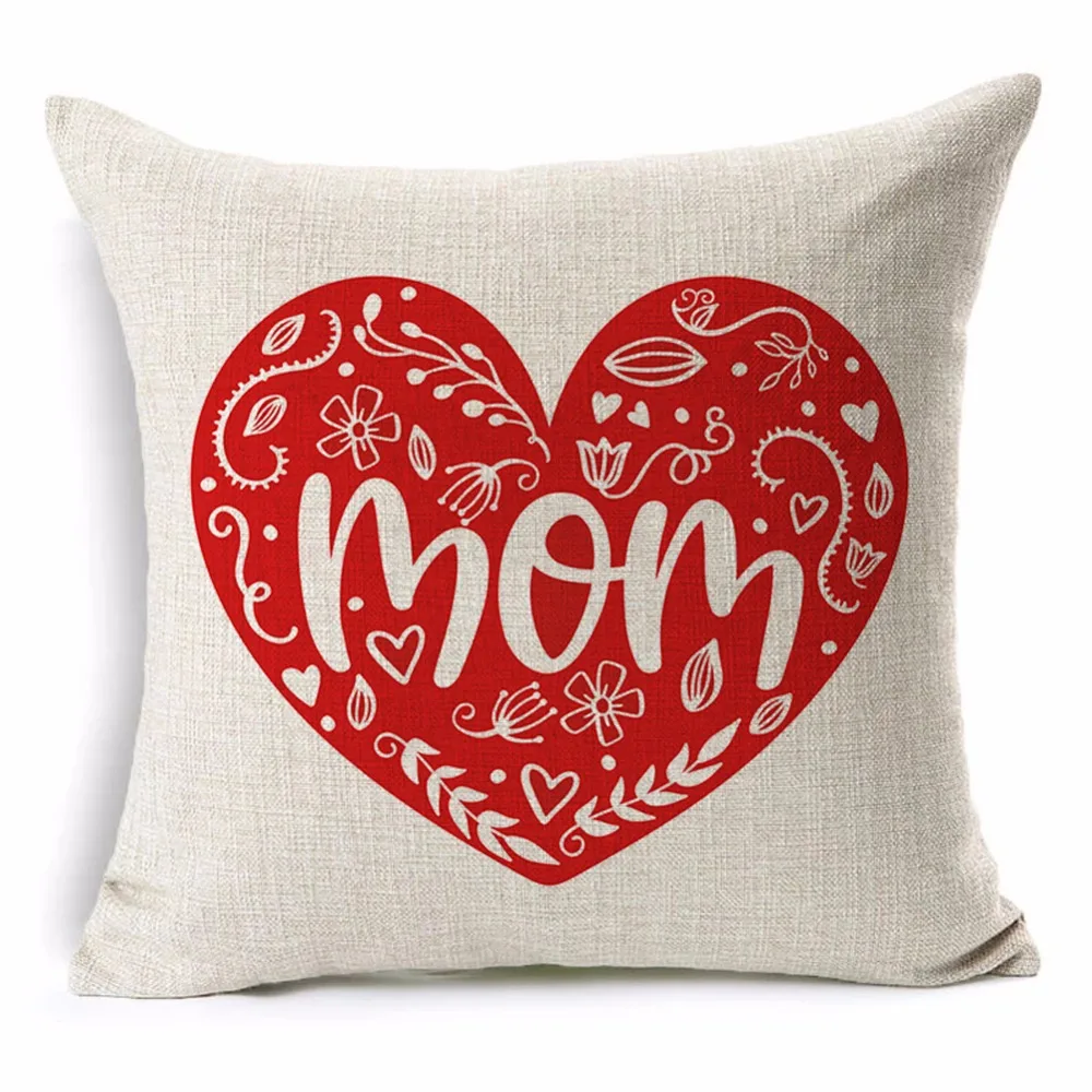 Mother's Day Presents Cushion Cover Cotton Linen LOVE Letter Gifts Home Decorative Pillows Cover for Sofa Drop Shipping