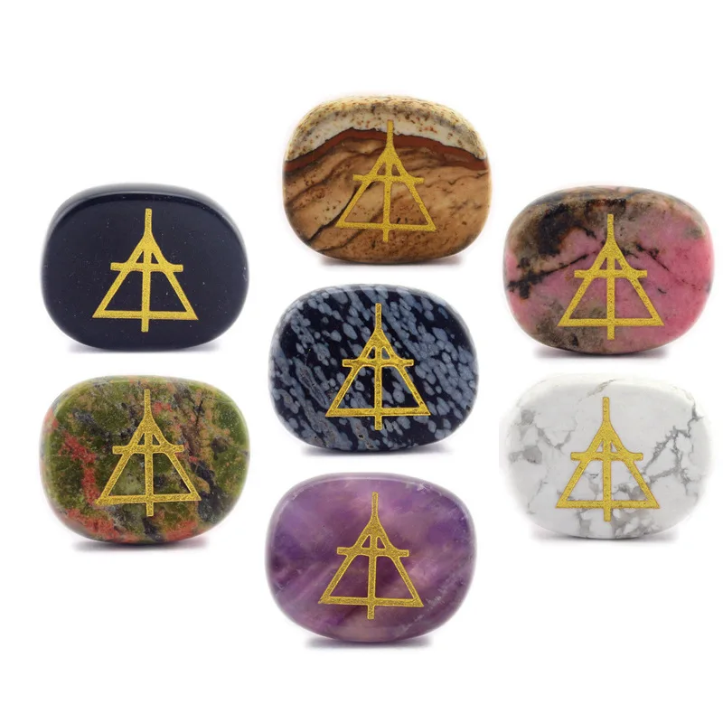 

Natural crystal Stone Sculpture Runes of reiki Decorative ornaments Religious aura runes balance faith
