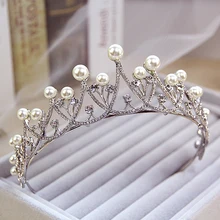 Nowa lśniąca kryształowa perłowa Tiara korona ślubne akcesoria do włosów na ślub Quinceanera tiary i korony korowód Diamante Tiara