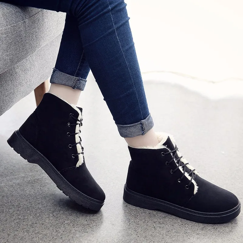 Match De Bottes Mode Livraison Chaude Chaussures noir Talons Gratuite marron Tous Martin Confortable Fourrure Hiver Goxpacer Plats Beige Avec gris Les Femmes Neige nwPk8O0