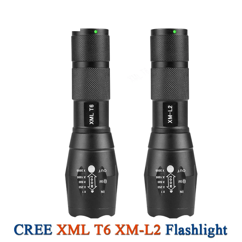 

Portable zoom flash light CREE xml t6 l2 led flashlight waterproof lamp torch lanterna 18650 Rechargeable Battery or AAA zaklamp